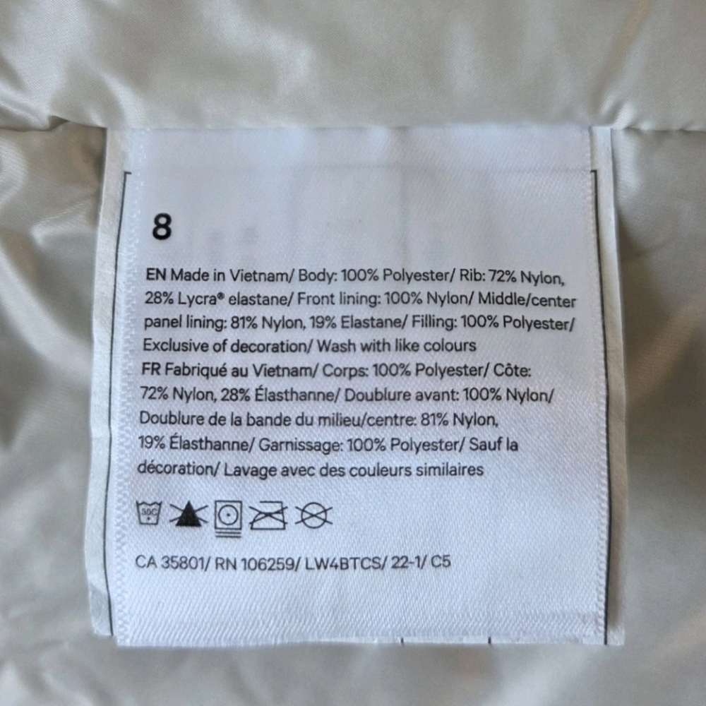 Lululemon Ivory SoftMatte PrimaLoft Insulated Jacket Womens Size 8 - Picture 12 of 12